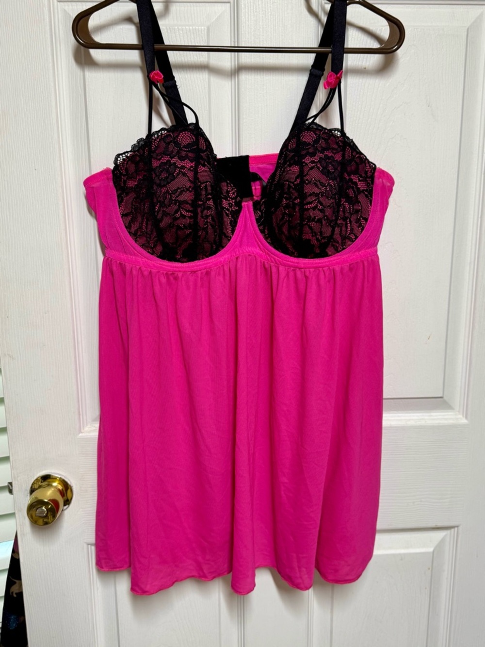 Torrid Strappy Lace Lightly Lined Underwire Babydoll Pink/Black Size 3X (22/24)